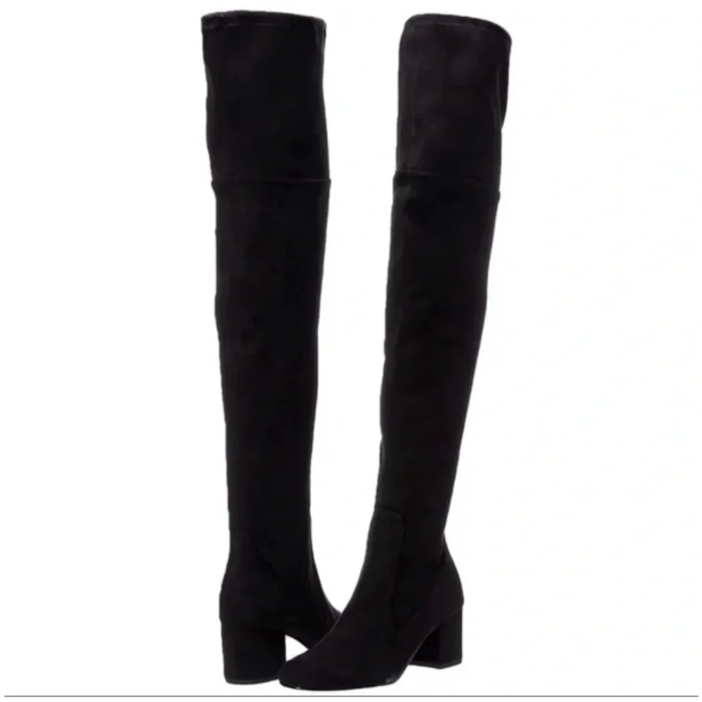 Sam Edelman Varona Black Suede Over the‎ Knee Block Heel Thigh High Boots Size 9